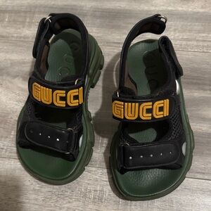 Gucci Kids Black and Yellow Sandals